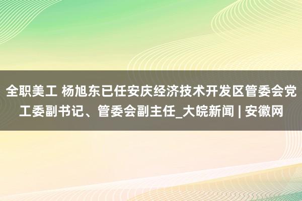 全职美工 杨旭东已任安庆经济技术开发区管委会党工委副书记、管委会副主任_大皖新闻 | 安徽网