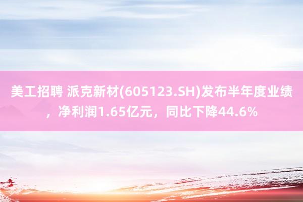 美工招聘 派克新材(605123.SH)发布半年度业绩，净利润1.65亿元，同比下降44.6%